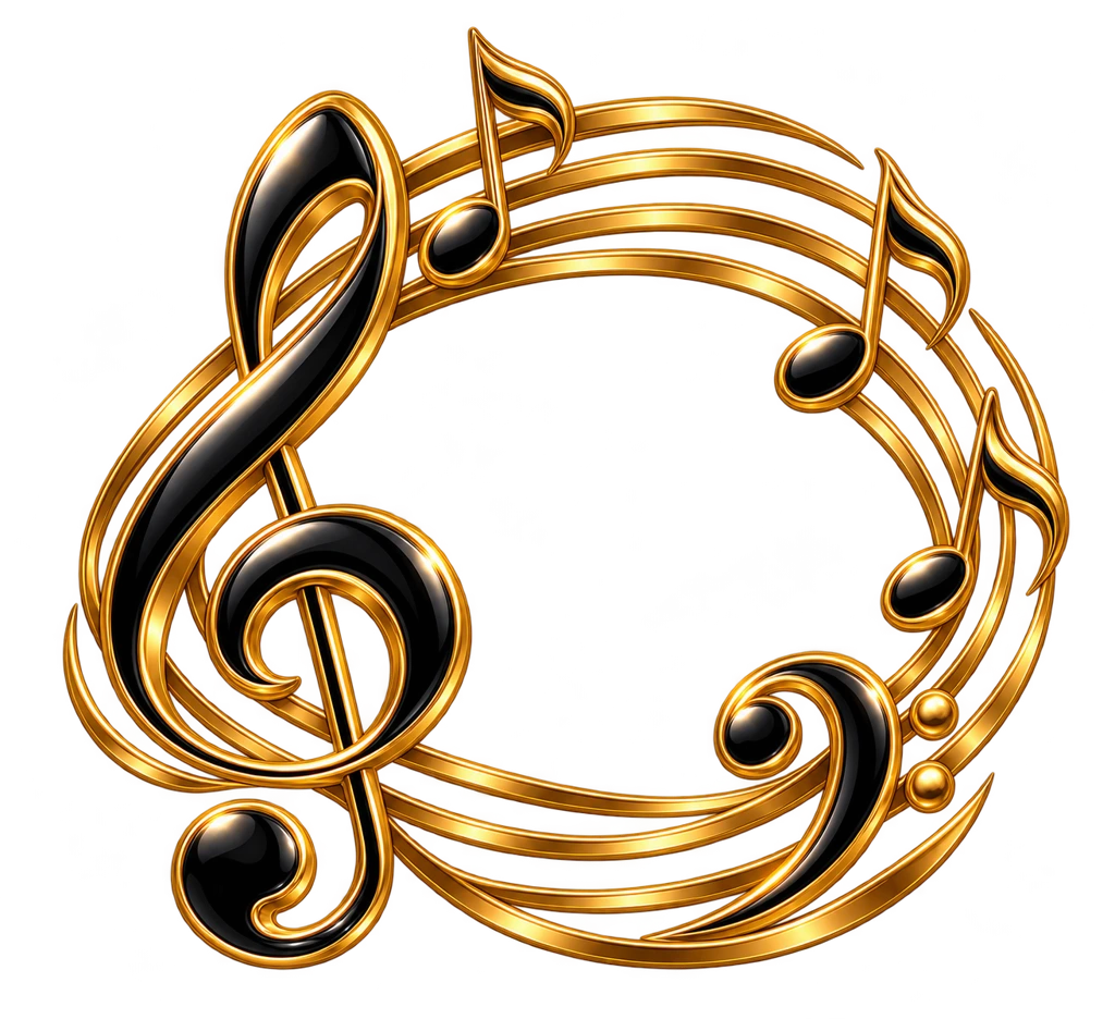 Circular melody · Black and gold